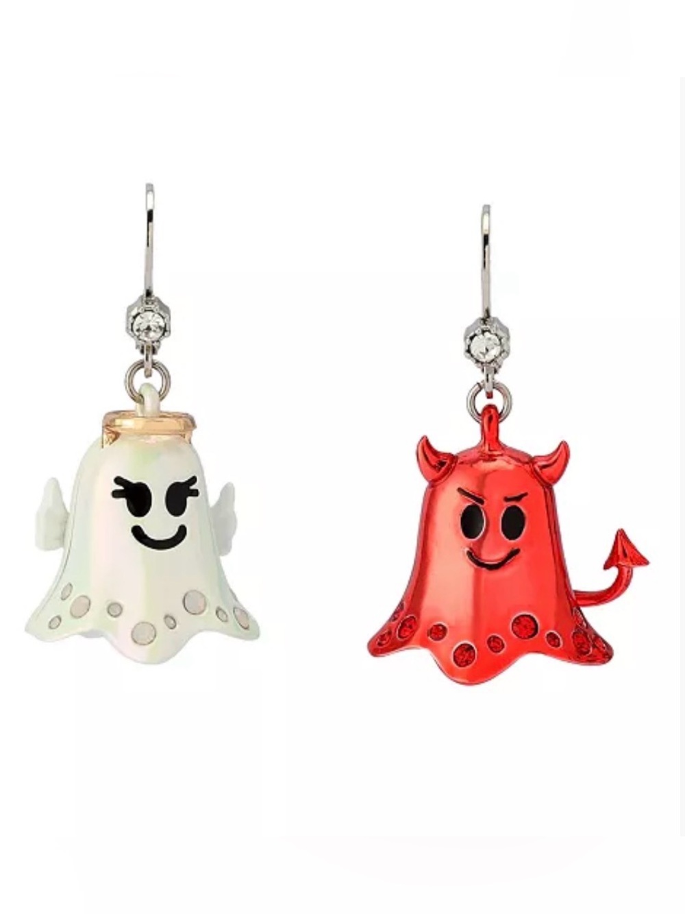 Betsey Johnson Halloween Angel & Devil Ghost Mismatch Earrings NIB